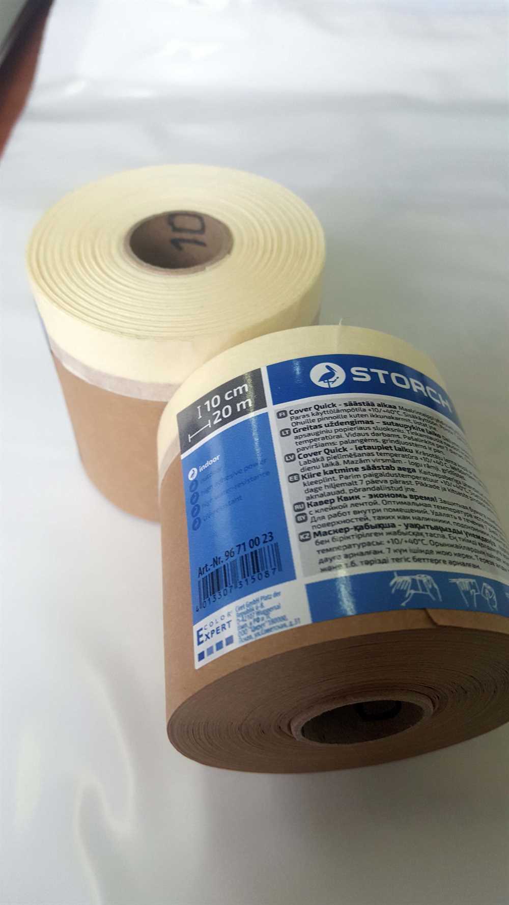 Купить Cover Quick бумага укрывная + лента малярная бумажная, 10 см * 20 м Storch недорого